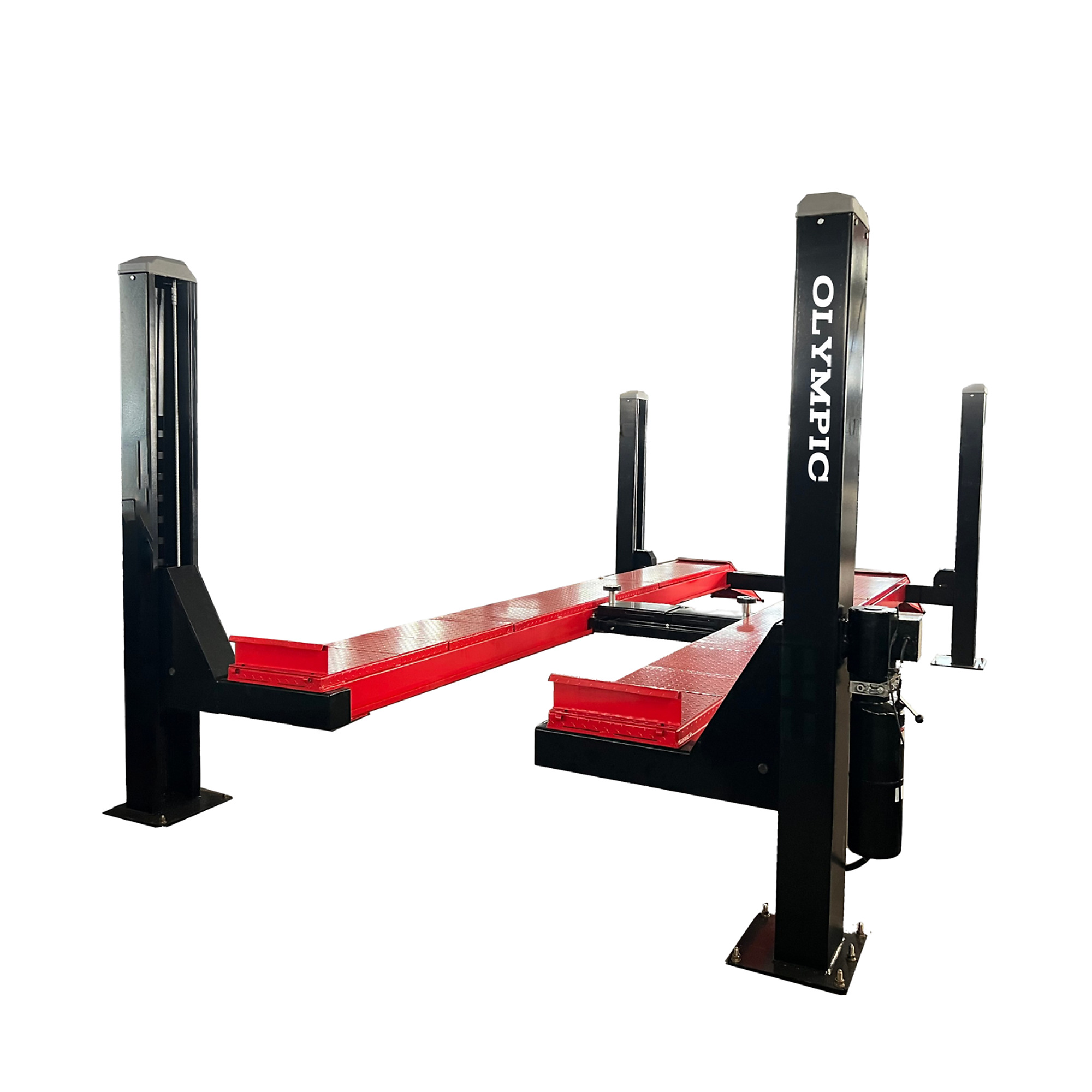 Model: Olympic 4PHDXLA-15 / 15,000-lb Alignment 4-Post Lift / Open Front / 10-Year Warranty
